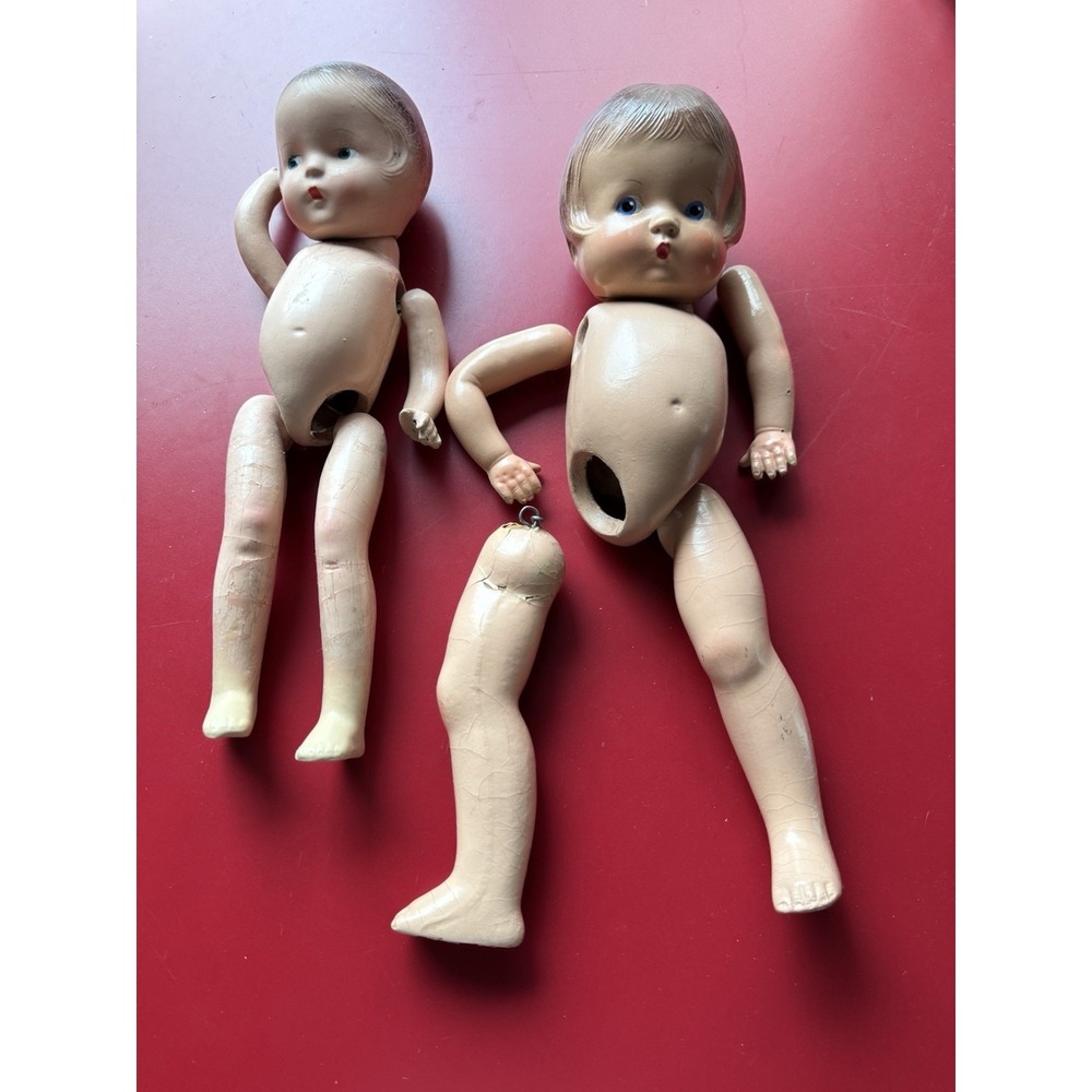 Vintage Eff And Bee Dolls (2) Composition 12" And 13"